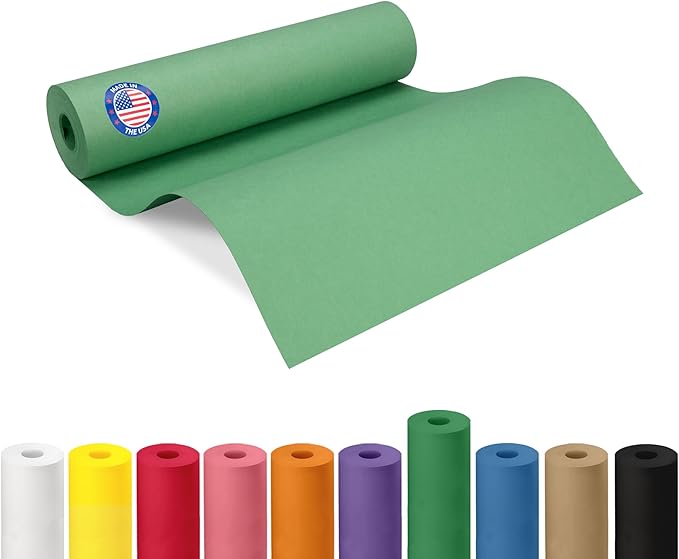 12" x 1200" Christmas Green Kraft Paper Roll by IDLPackaging