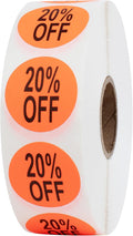 Perco Fluorescent Red 1-Inch Circle 20 Percent Off Retail Price Stickers—1 by Perco