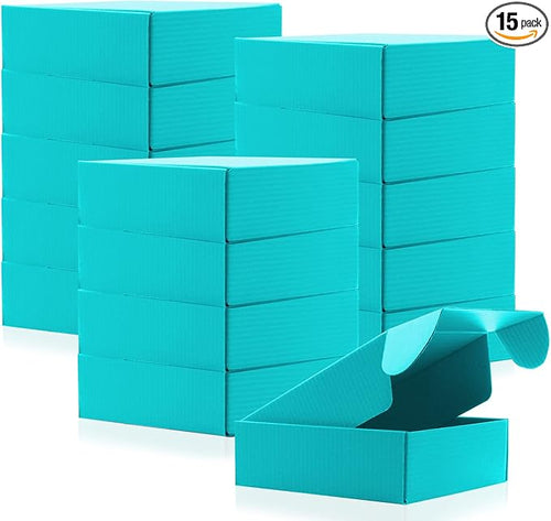 15 Pcs Teal Cardboard Boxes Shipping Boxes, Recyclable Colored Corrugated by Unknown