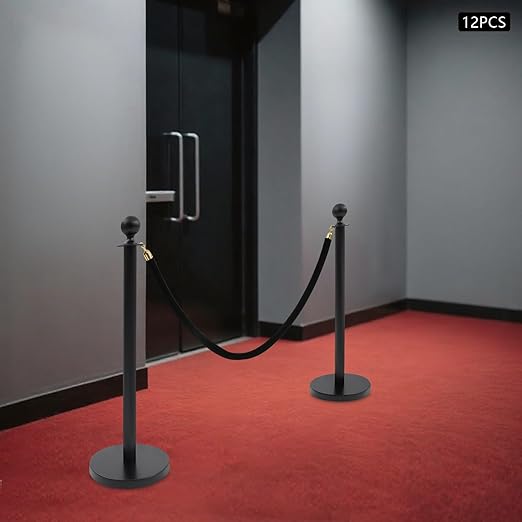 Stanchion Posts Crowd Control Barriers, 201 Stainless Steel 12 Posts 8 Ropes - Image 4