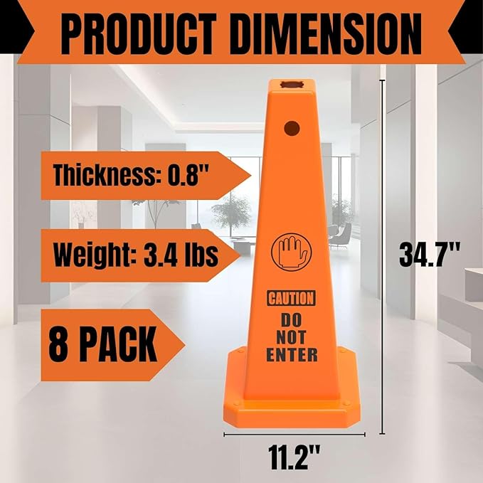 Do Not Enter Sign, 26.4-Inch Safety Cone, High-Visibility, Weatherproof - Image 2
