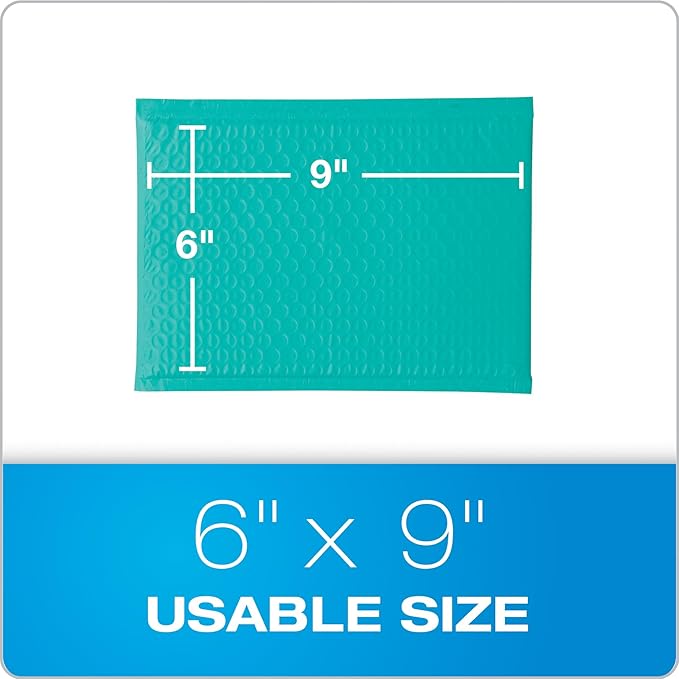 Quality Park Bubble Mailers, 6 x 9 Inch, Teal Poly Mailers, Padded Envelopes - Image 6