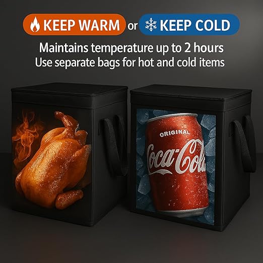 Extra Large 2 Pack Insulated Food Delivery Bag Cooler Bags Keep Food Warm - Image 5