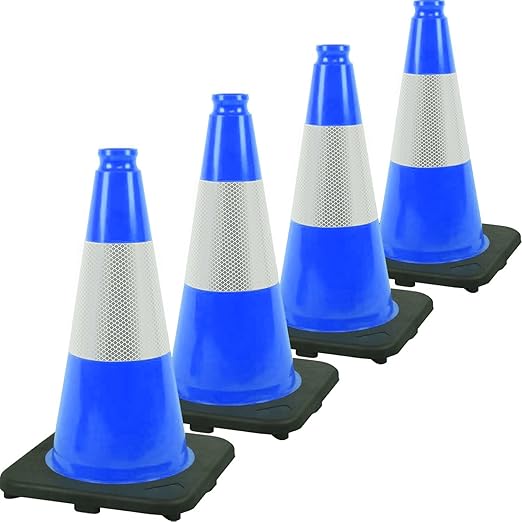 Fluorescent Orange/Green PVC Traffic Cones, Heavy Black Base Parking Lot Cone by OranLite