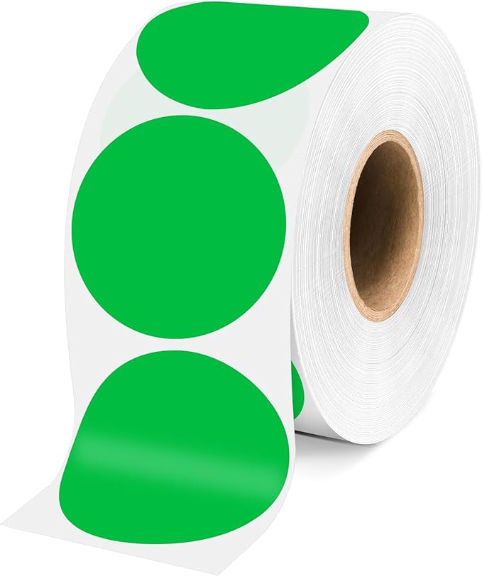 2 Inch Green Circle Stickers 500 Pcs, Permanent Color Coding Dots by WANSTE