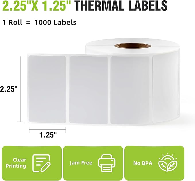 2.25"x 1.25" Direct Thermal Labels-Perforated Barcodes, Shipping Label Paper - Image 2