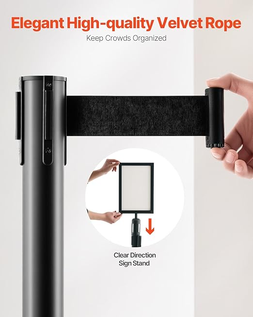 VEVOR Stanchion Post, Carbon Steel Black Stanchions Queue - Image 6