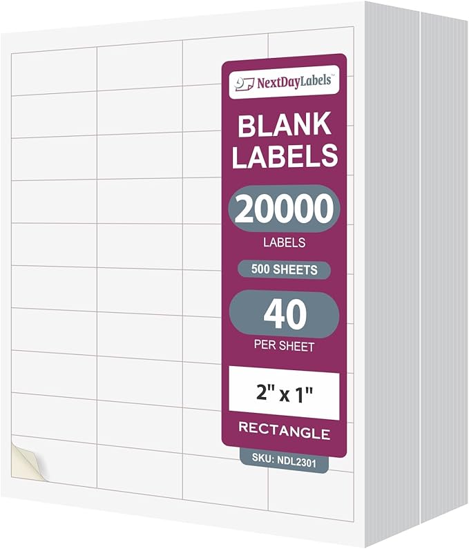 NextDayLabels – 2" x 1" Rectangular Sticker Labels by NextDayLabels