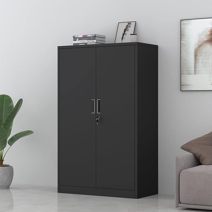 Metal Storage Cabinet with Locking Doors and 3 Adjustable Shelves, 53.5-Inch - Image 2