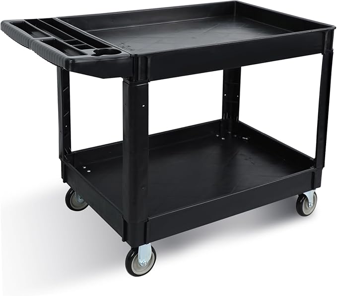 Utility Plastic Tool Cart, 46 x 26-Inch Rolling Service Carts Huge Storage by Tooremine