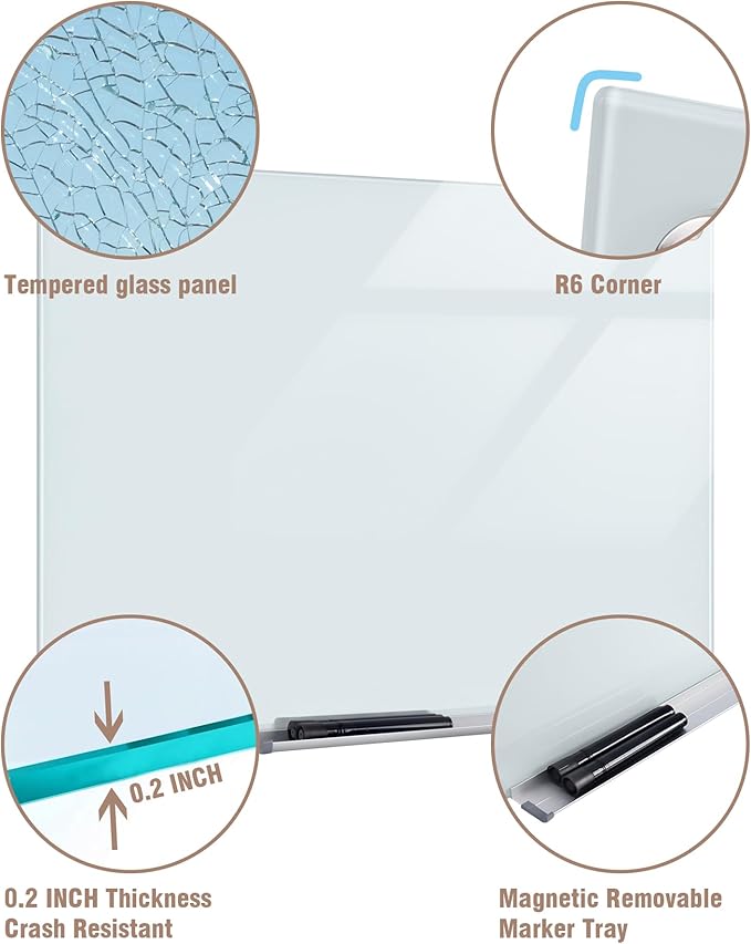 Mifuro Magnetic Glass Whiteboard，72"x48" Wall Mounted Frameless Dry Erase Board - Image 5