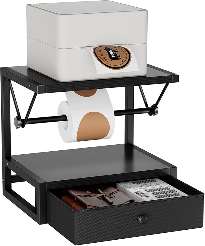 IBUYKE Label Holder for Rolls and Fan-Fold Labels, Wooden Thermal Shipping by IBUYKE