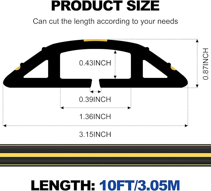 10Ft Cord Covers for Wires on Floor, 3-Channel Heavy Duty Floor Cord Cover - Image 2