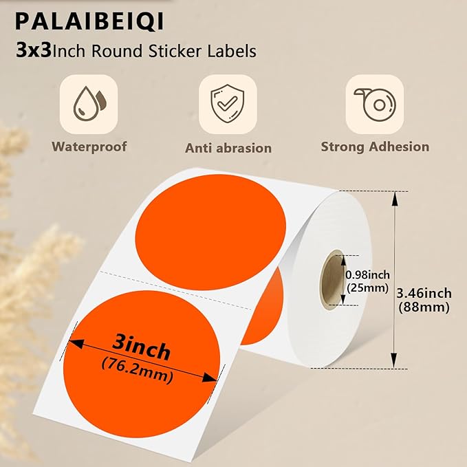 3 X 3 Inch Round Thermal Labels Circle Color Coding Labels Printable Waterproof - Image 3
