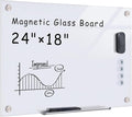 Mifuro Magnetic Glass Whiteboard，24"x18" Wall Mounted Frameless Dry Erase Board by MifuroOfficeProduct