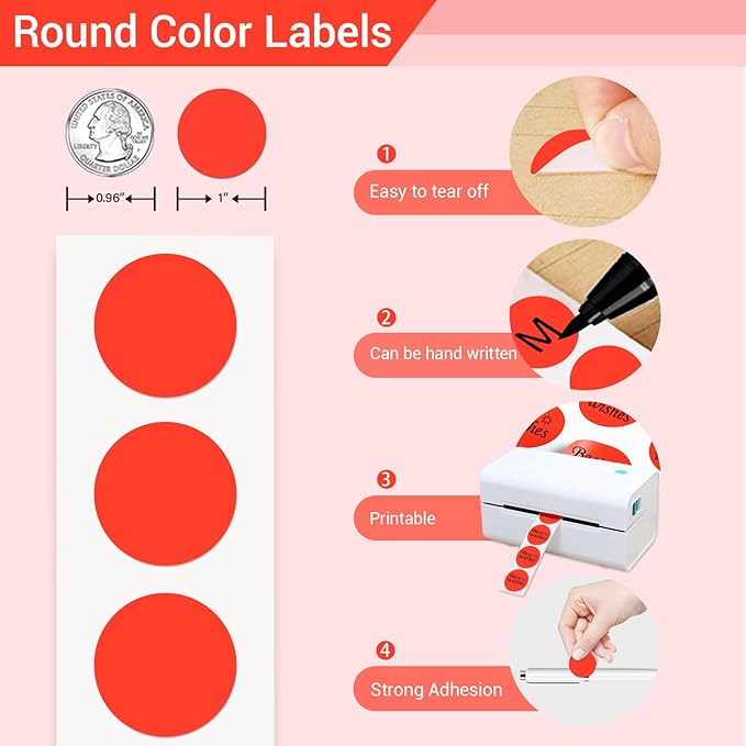 1 Inch Circle Dot Stickers 1000 PCS Color Coding Thermal Labels Dots Writable - Image 3