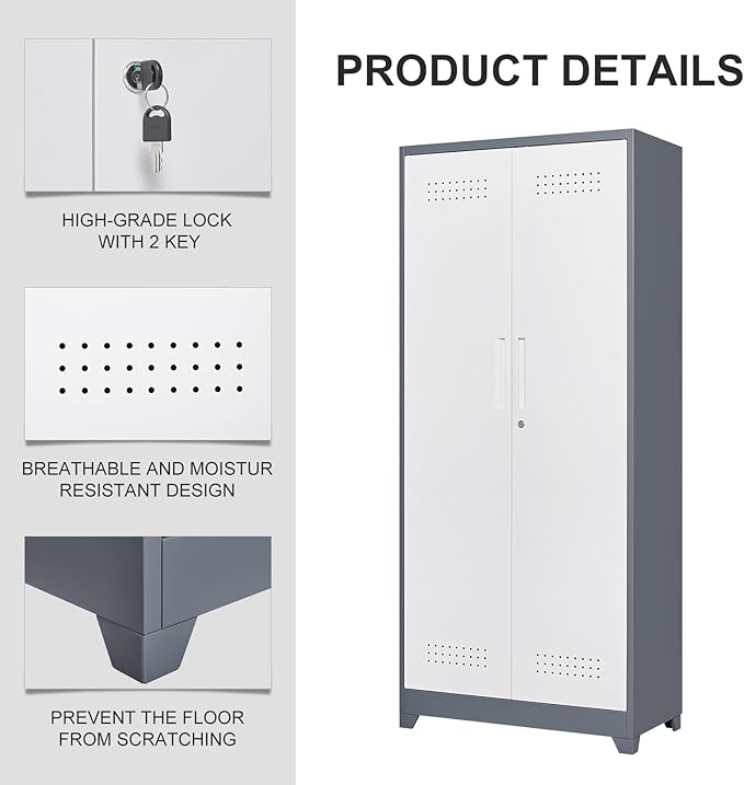 FLEXIMOUNTS 73'' Tall Metal Storage Cabinet - Image 5
