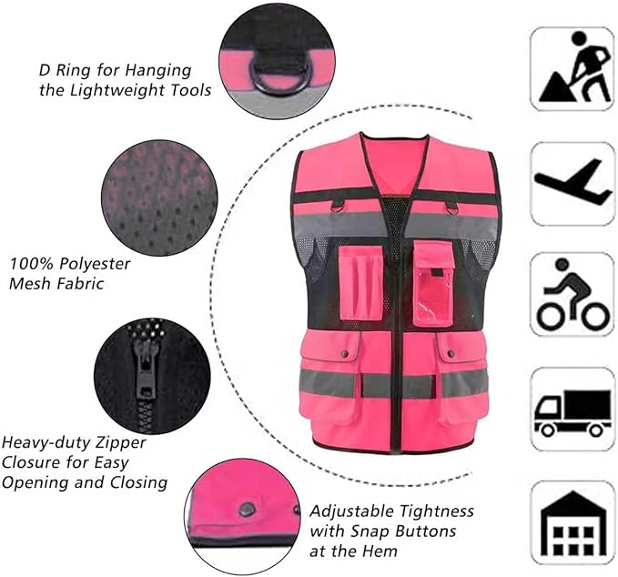 Safety Vest High Visibility Reflective Construction Vest - Image 4