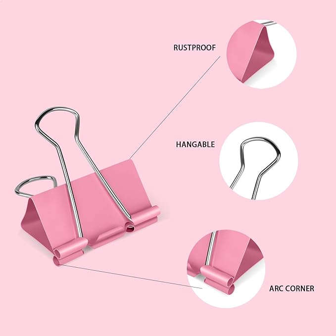18 Pcs Extra Large Binder Clips 2 inch Length, Colorful Big Paper Clips - Image 6