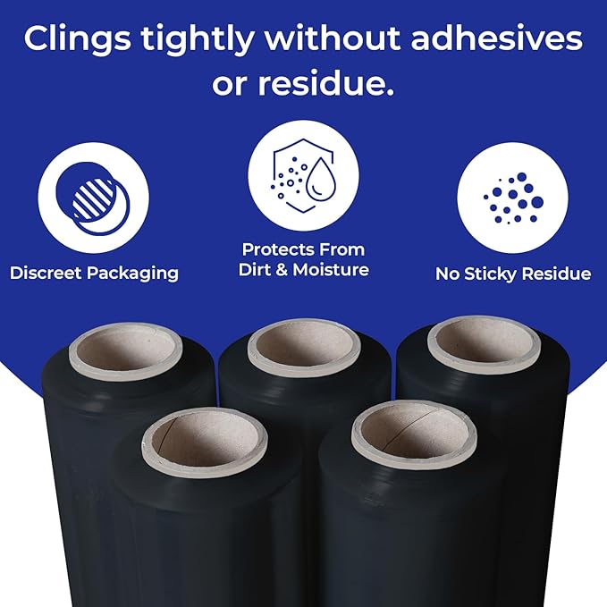 Rosmonde Black Plastic Wrap, 128 Rolls Bulk Pack, 80 Gauge Thick Shrink Wrap - Image 8