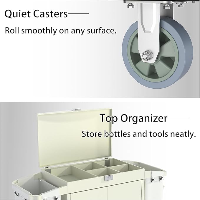 Heavy Duty Metal Housekeeping Janitorial Cart - Image 9