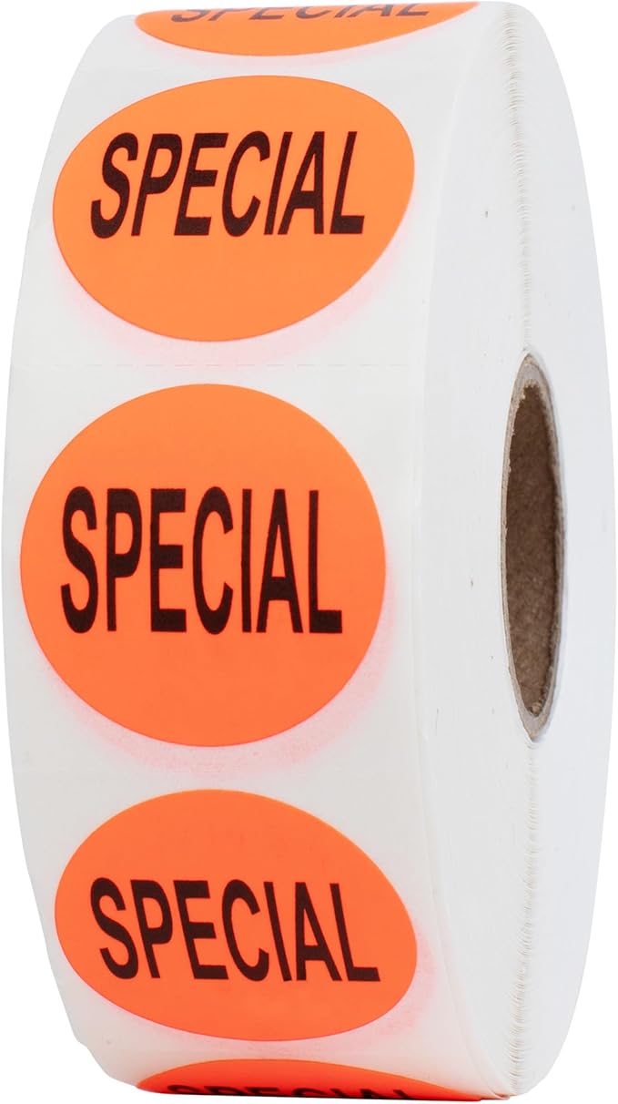 Perco Fluorescent Red 1-Inch Circle Special Retail Stickers — 1, 000 Perforated by Perco