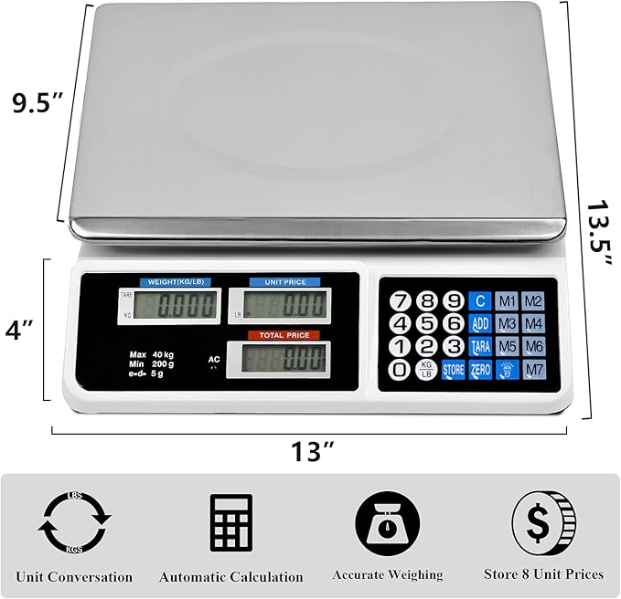 C-CHAIN 88LB Digital Price Scale Electronic Price Computing Scale LCD Digital - Image 5
