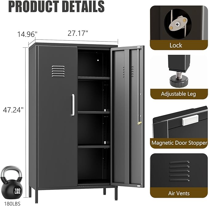 Metal Locker Cabinet, Vertical Steel Storage Cabinet - Image 3