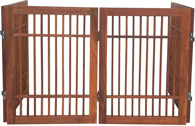 Pet Dog Gate Strong and Durable Freestanding Folding Acacia Hardwood Portable - Image 6