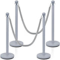 Ferraycle 4 Pcs Stainless Steel Stanchions Post Queue 38 Inch, 5 ft Velvet Rope by Ferraycle