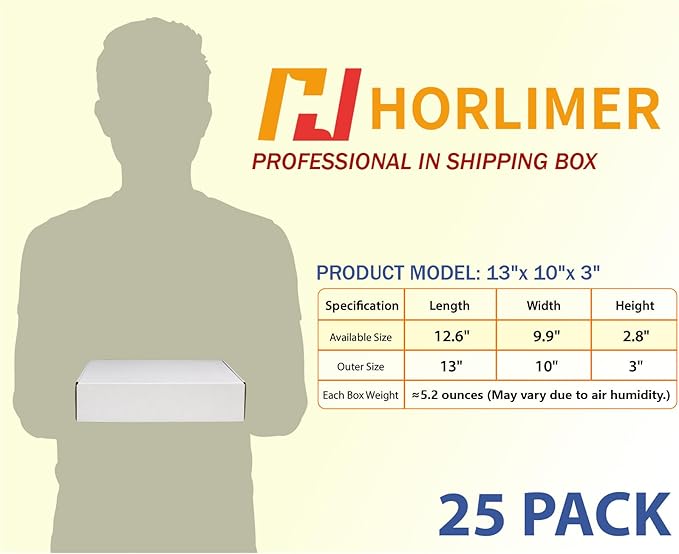 HORLIMER 13x10x3 inches Shipping Boxes Set of 25 - Image 2