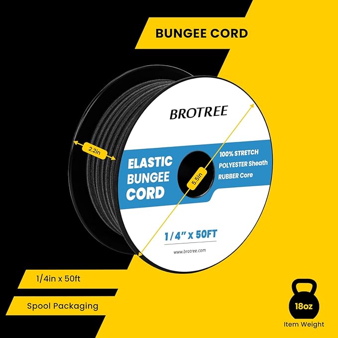 Bungee Cord Elastic Shock Cord 1/4" x 50' Bungee Rope - Image 2
