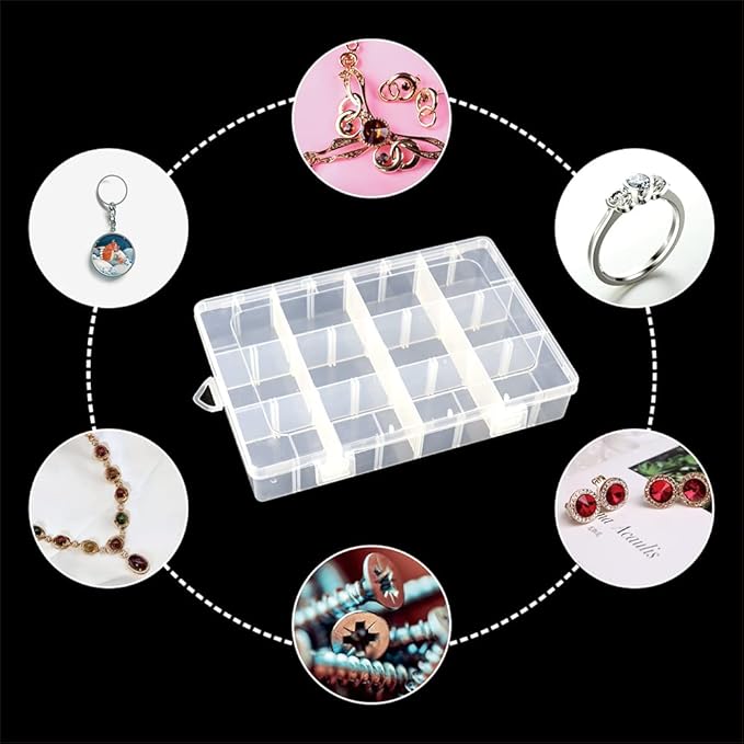 6 Pack Organizer Box with Parkical Adjustable Dividers, 12 Grids Plastic - Image 6