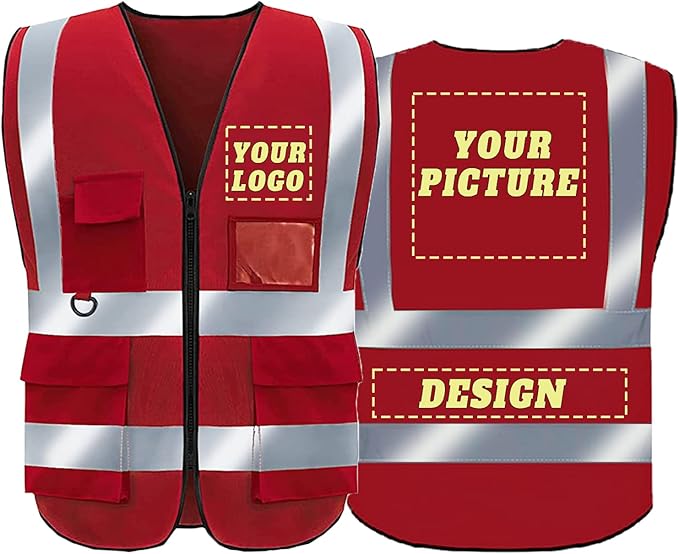 BeautyWill Custom Safety Vest Logo Class 2 High Visibility Reflevtive Vest by BeautyWill