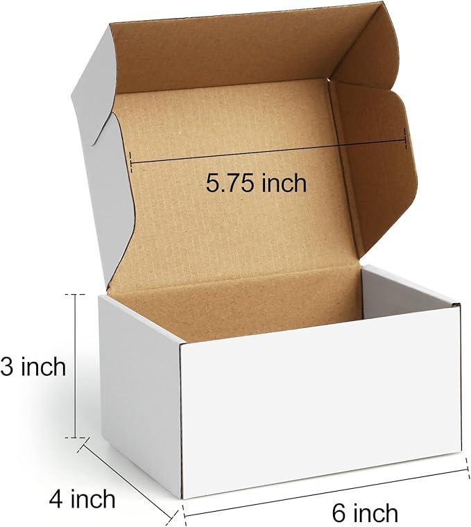 Shipping Boxes 6x4x3 inches Small Mailing Boxes 25 Pack White Cardboard - Image 2