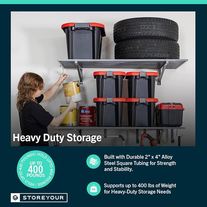 StoreYourBoard Heavy Duty Garage Shelf Wall Mount 2ft x 4ft – Wall-Mounted - Image 4