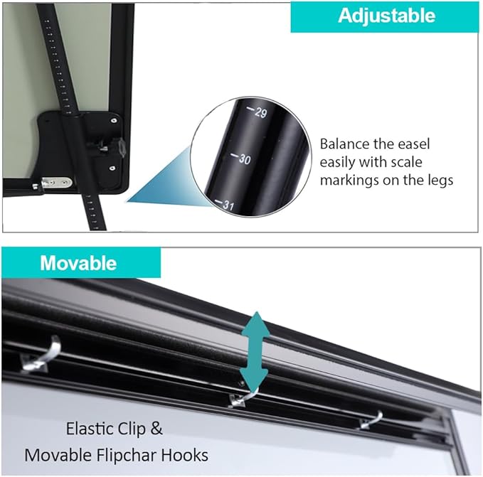 Dry Erase Easel 36" x 24", Height Adjustable Magnetic White Board - Image 3