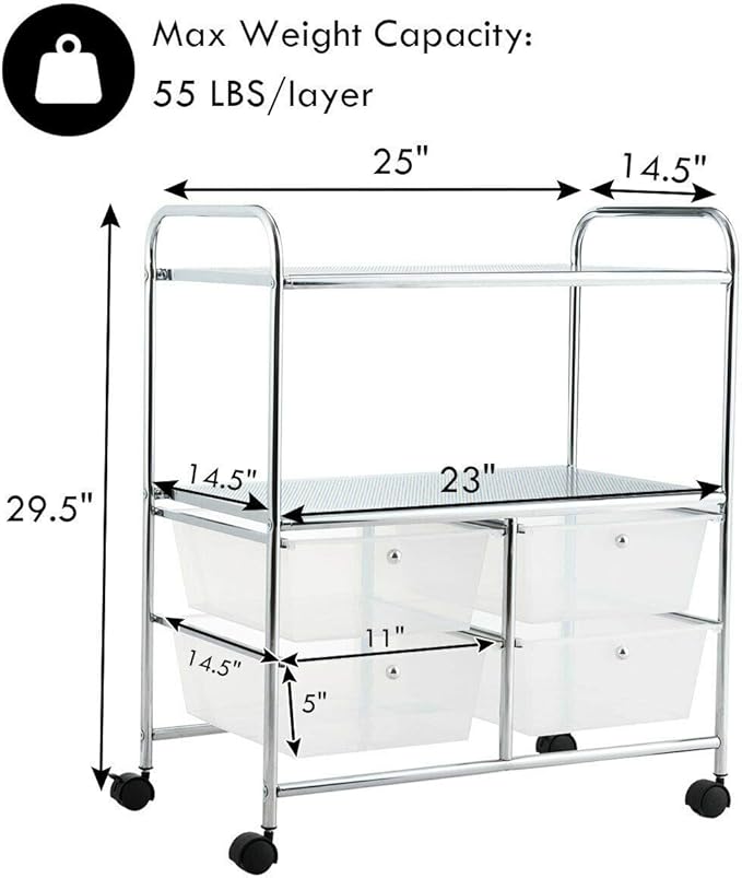 Giantex Rolling Storage Cart w/ 4 Drawers 2 Shelves Metal Rack Shelf Home - Image 7