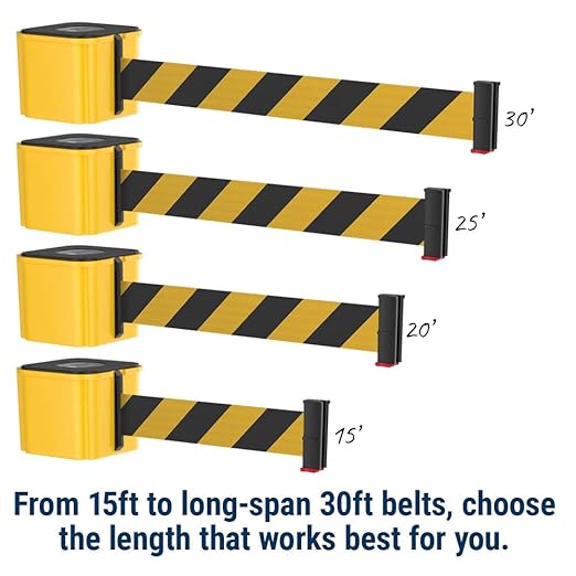 WM412 Retractable Belt Wall Mounted Smooth Black Crowd Control Barrier and - Image 9