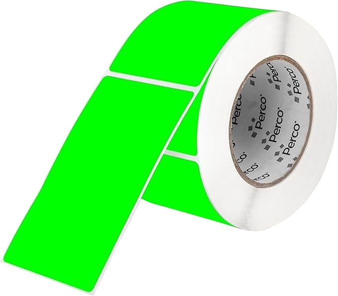 Perco Fluorescent Green Labels 3x5 Inch 500 Stickers/Roll by Perco