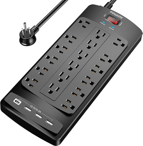 18 Outlets Surge Protector Power Strip by POWSAV