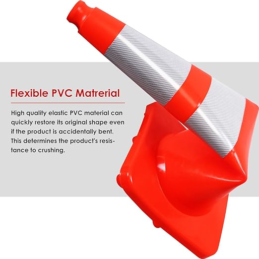 Overall Fluorescent Orange Red Integrated Traffic Cones, Road Cones - Image 4