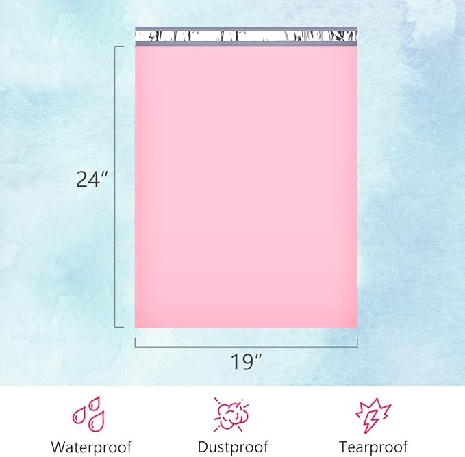 UCGOU Poly Mailers 19x24 Inch Light Pink 100 Pack Extra Large Shipping Bags - Image 2