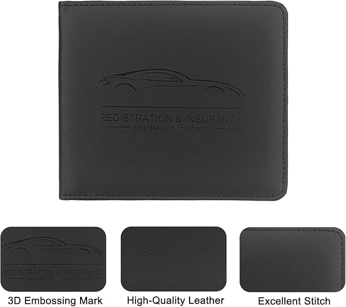 Car Registration and Insurance Holder, Leather Registration and Insurance Card - Image 5
