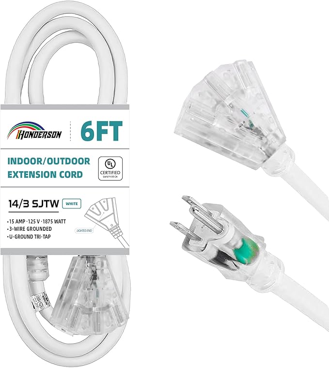 3-Outlets Indoor Outdoor Extension Cord Weatherproof by HONDERSON