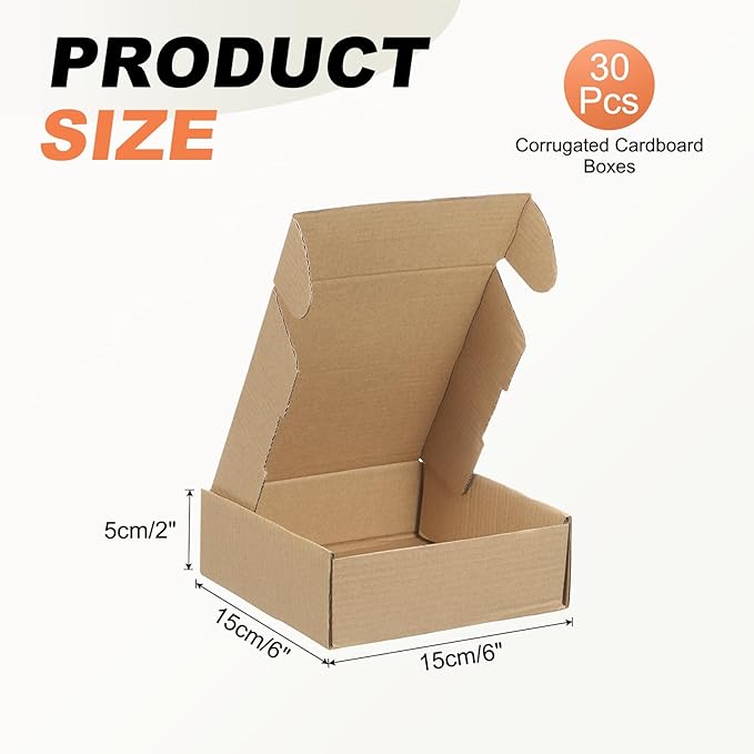 PATIKIL 6 x 6 x 2 Inch Shipping Boxes, 32 Pack Hard Corrugated Cardboard Box - Image 2