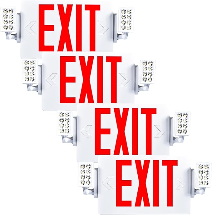 Sunco Exit Signs With Emergency Lights, Two Adjustable LED Lights With Backup by SuncoLighting