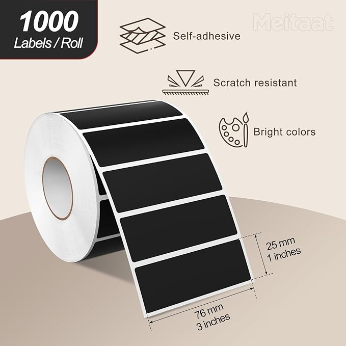 Black Rectangle Color Coding Labels 3 × 1 Inches, Self-Adhesive Writable - Image 2