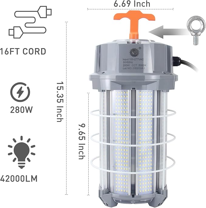 Led Temporary Work Light 280W, Portable Hanging Work Construction Lights - Image 3
