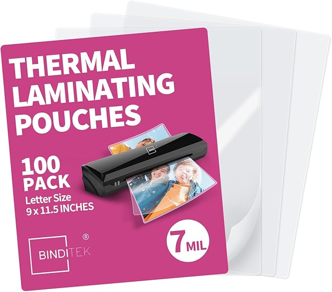 Binditek 100 Pack 7 Mil Thermal Laminating Pouches, 9x11.5 Inches Laminating by Binditek